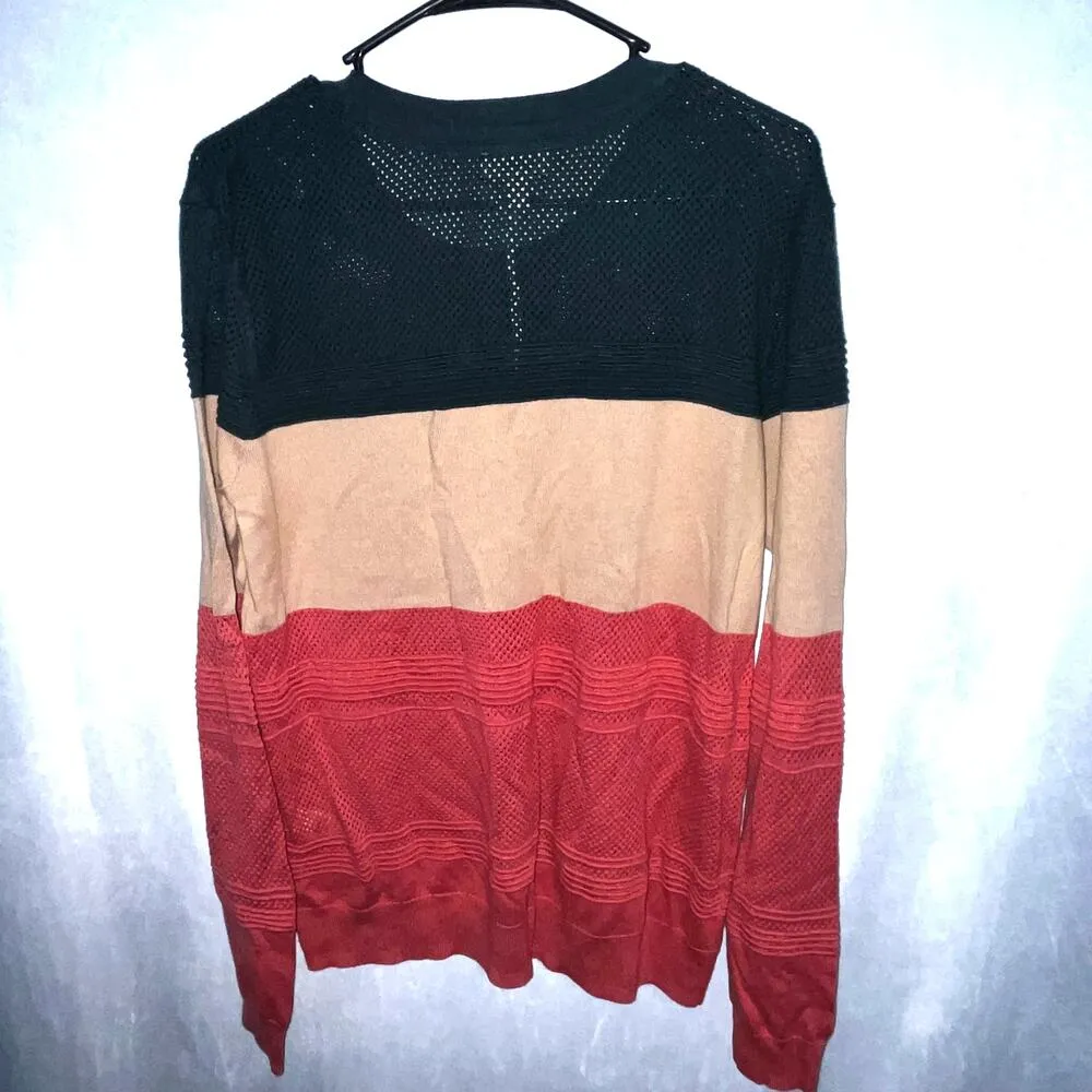 Market & Spruce Eyelet Green Striped Sweater New XL - Image 3