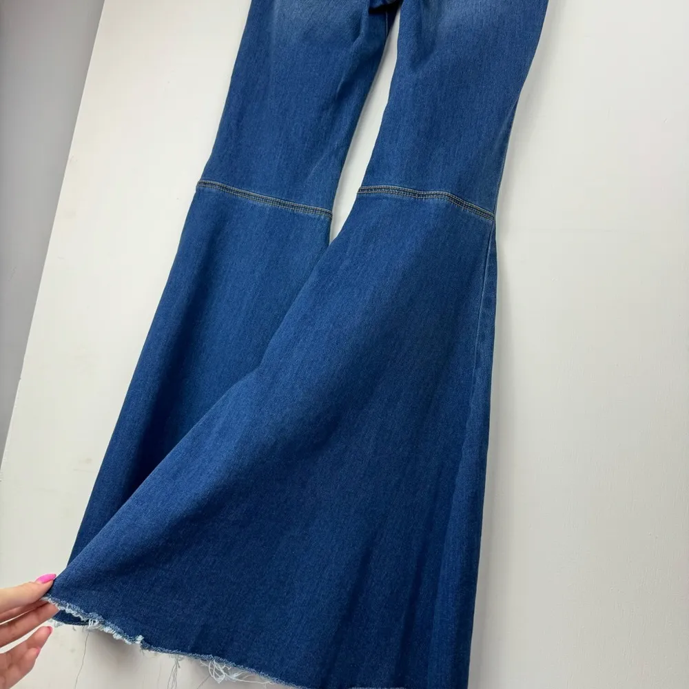 Free People Just Float On Flare Jeans Sz 26 Dark Wash Denim Stretch Western - Image 13