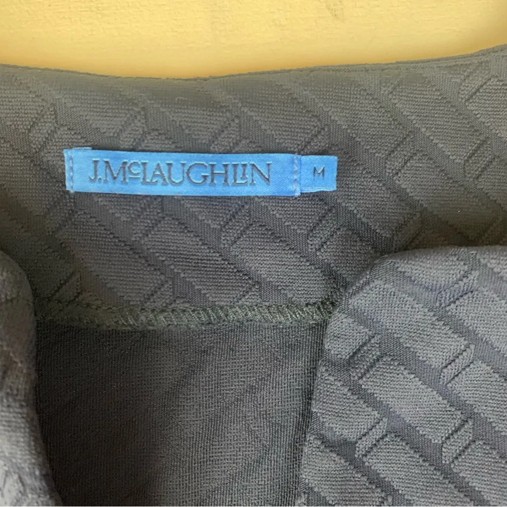 J. McLaughlin size medium Octavia navy blue jacquard dress knee length - Image 5