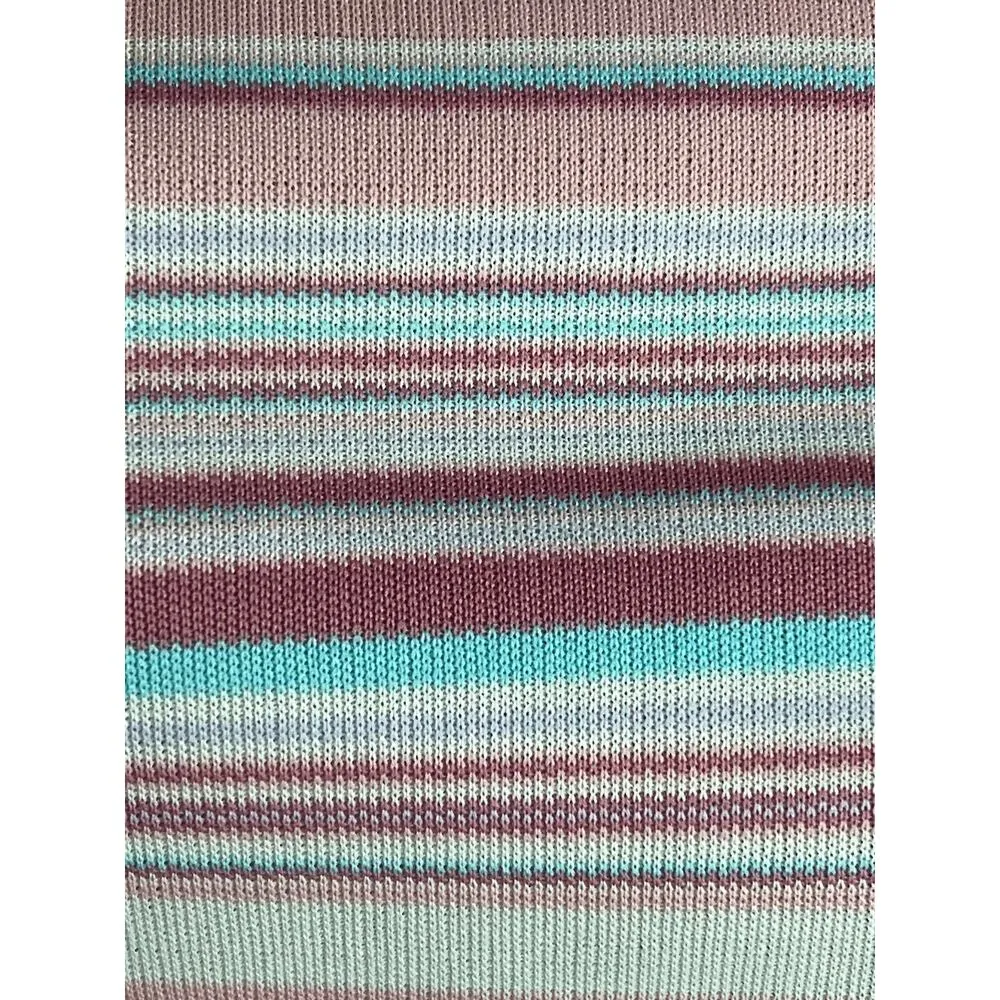 1980s top striped pastel dolman sleeve pink blue Size M - Image 3