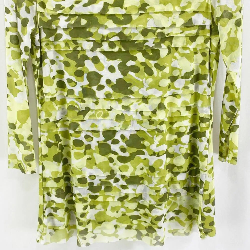 Multiples  Green Abstract Camo Round Neck Lined Blouse - Image 6
