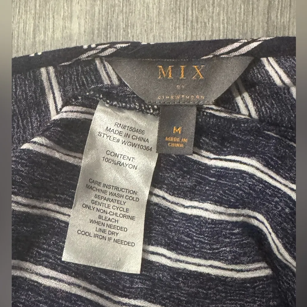 Modern Striped Maxi Blouse with Front Tie Size M Blue Size M - Image 7