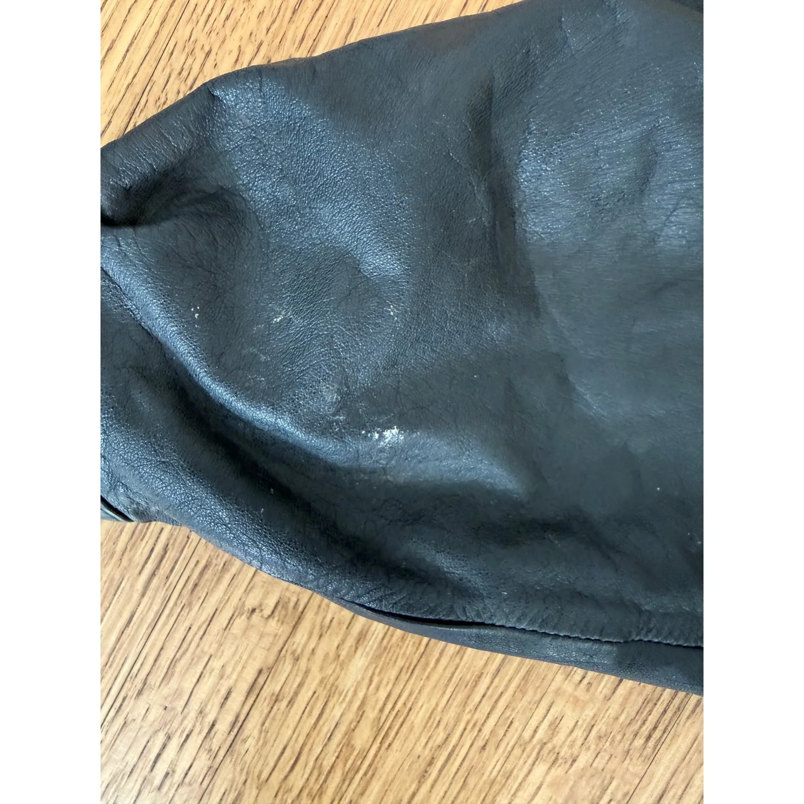 Brass Plum Nordstrom Black Genuine Leather Bomber Jacket Mens Medium - Image 6