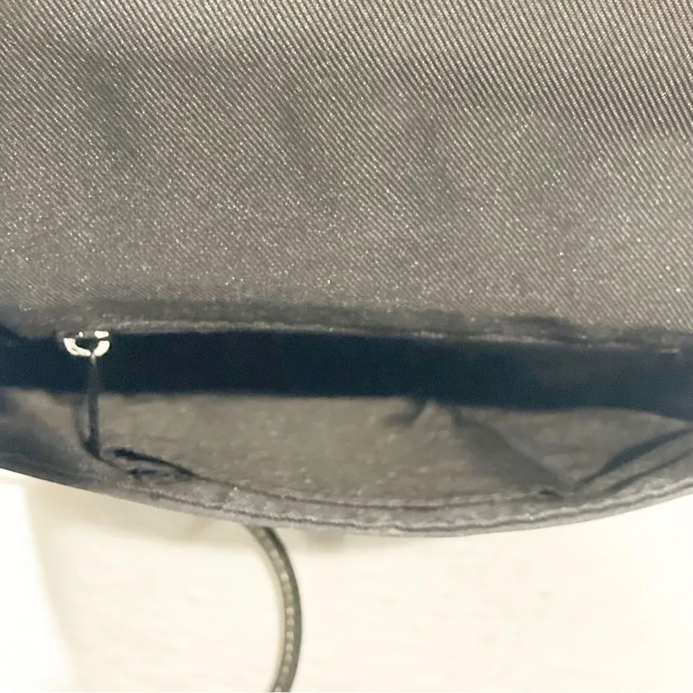 Fossil Dark Black Leather Small Flapper Multi Compartment Crossbody Bag Purse - Image 2