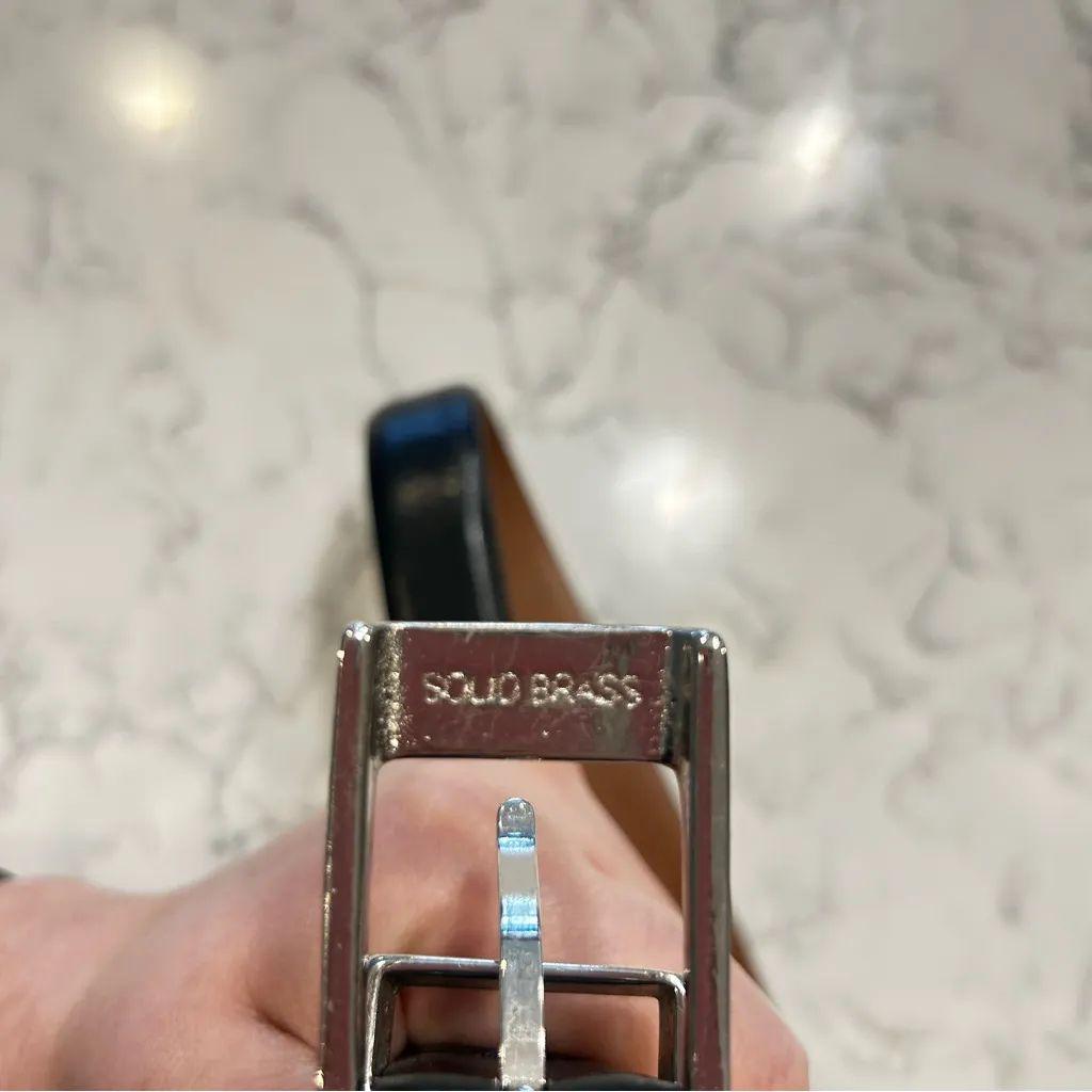 Ralph Lauren Black Leather Belt W/ Solid Brass Buckle Woman’s Size Medium - Image 6