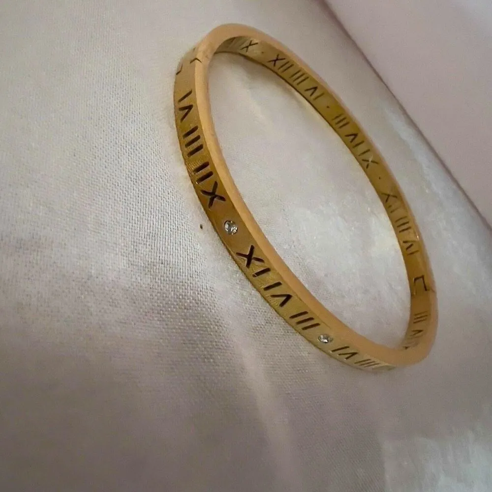 18K Gold Plated Cubic Zirconia Bangle Bracelet Stainless steel womens jewelry - Image 5