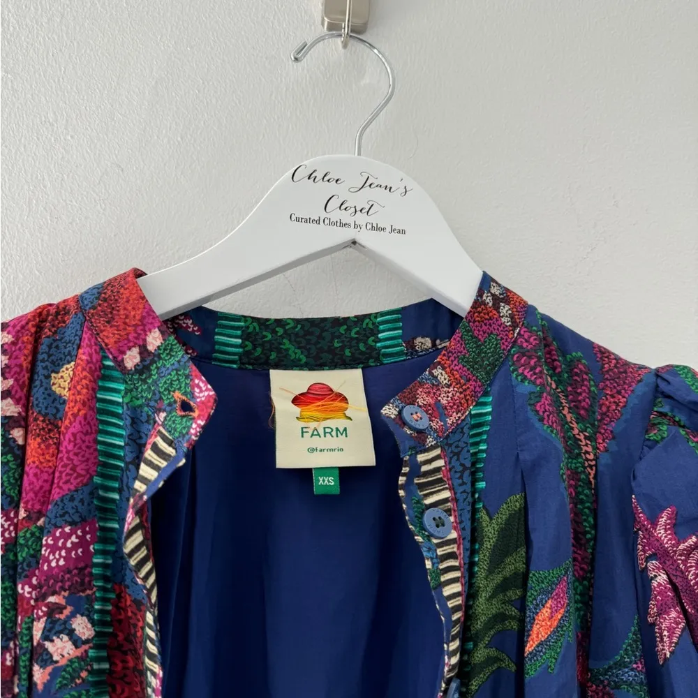 FARM RIO Sunset Tapestry Cotton Blend Mini Dress XXS - Image 12