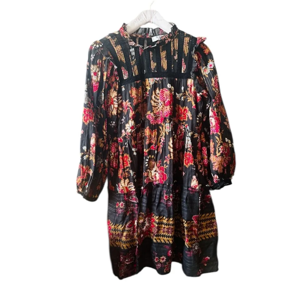 Sea New York 100% cotton Ruffle Tiered
Eyelet Pattern Midi Dress size 10 Black - Image 4