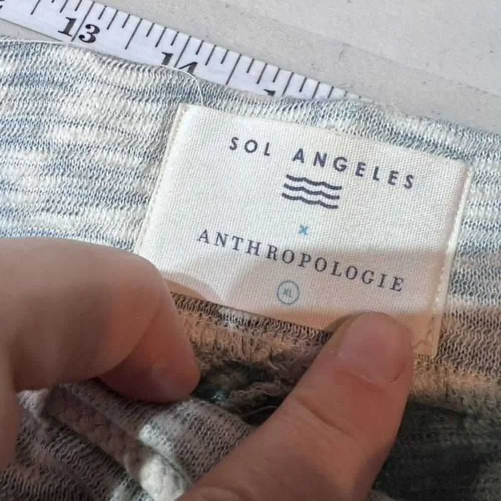 Anthropologie Sol Angeles Women's Textured Joggers Pants‎ Blue White Size XL - Image 7