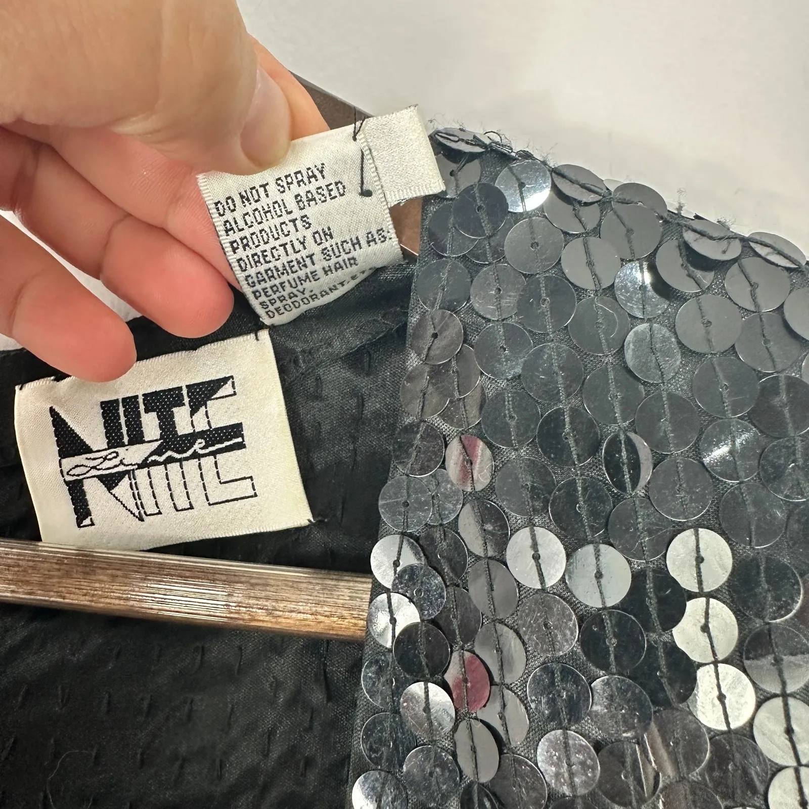 Nite Line Black Sequin Dress Womens‎ 6 Bodycon Short Sleeve Cocktail Edgy Glam - Image 4