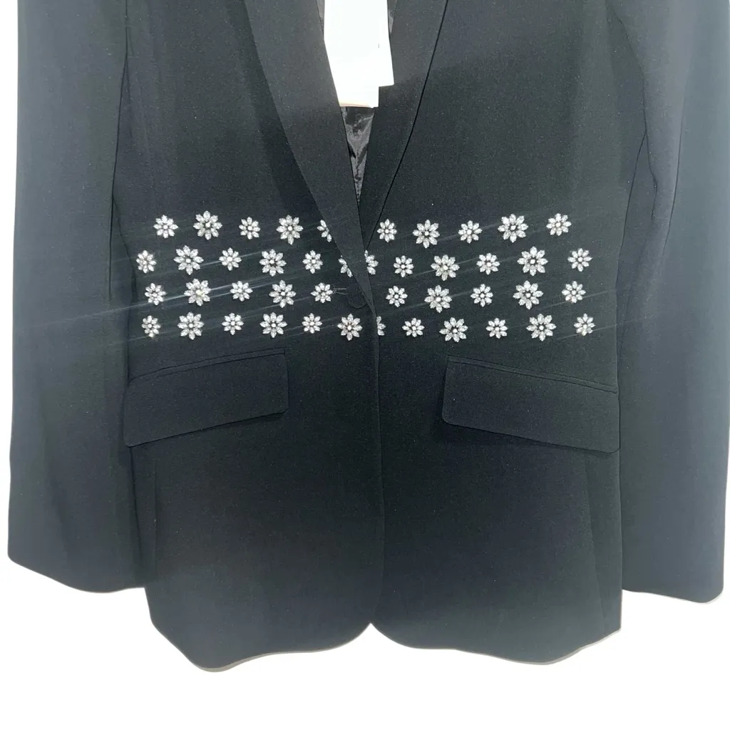 NEW NWT Cinq A Sept Loisa Crystal Embellished Crepe Blazer Jacket In Black - Image 5