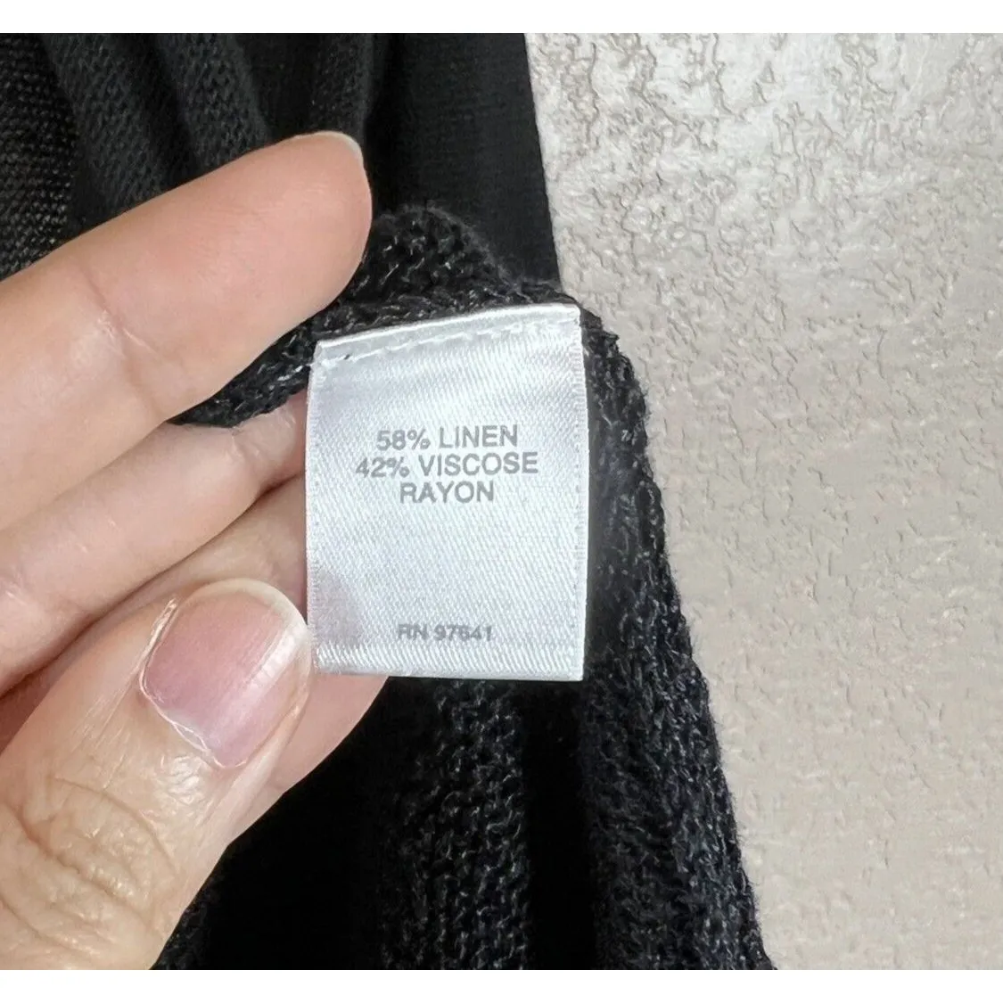 J Jill Womens Linen Blend Duster Cardigan XS Open Front Black Capsule Loose Knit - Image 8