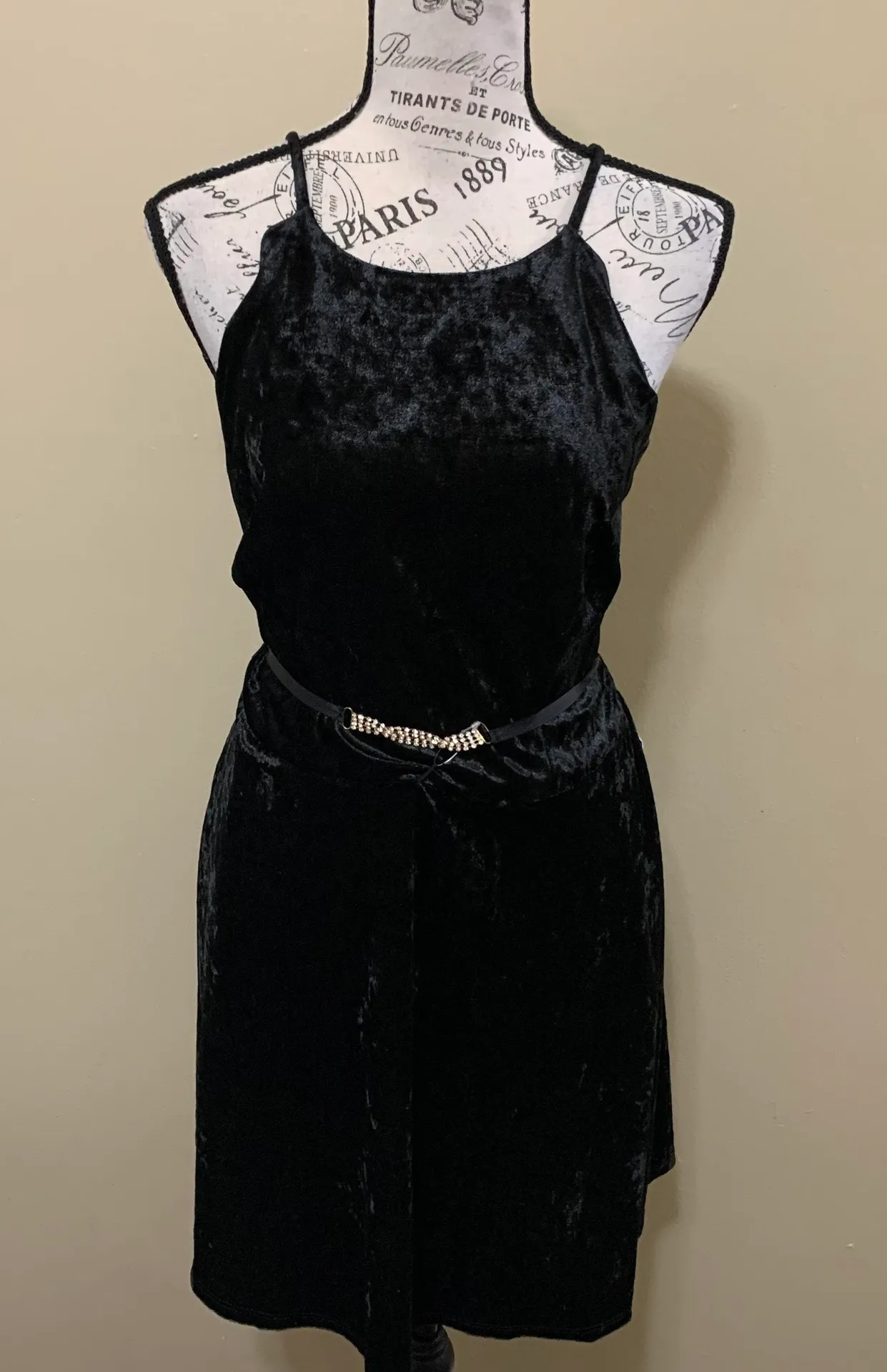 BCX Black Belted Velvet Fit & Flare Dress - Image 3