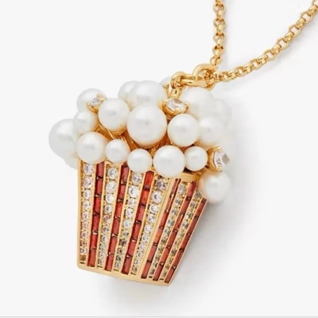 Kate Spade Carnival pendant showcases a faux pearl-embellished popcorn charm. - Image 4
