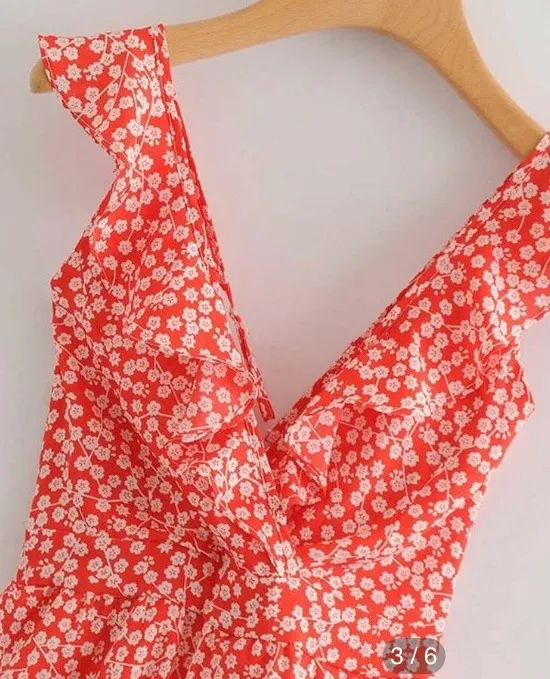 Ditsy Floral Back Self-Tie Romper - Image 3