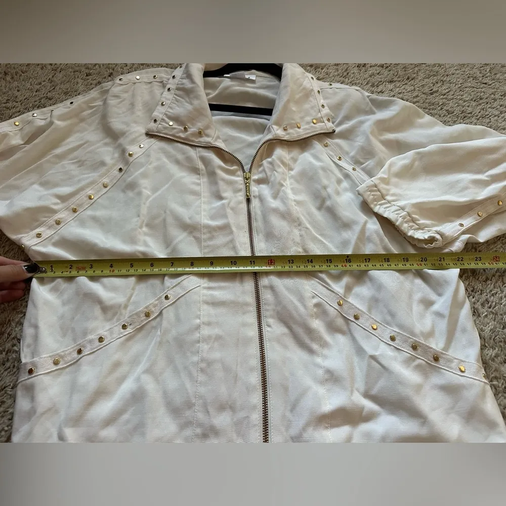 Vintage Rafael Women’s White Gold Studded Jacket Size Large - Image 6