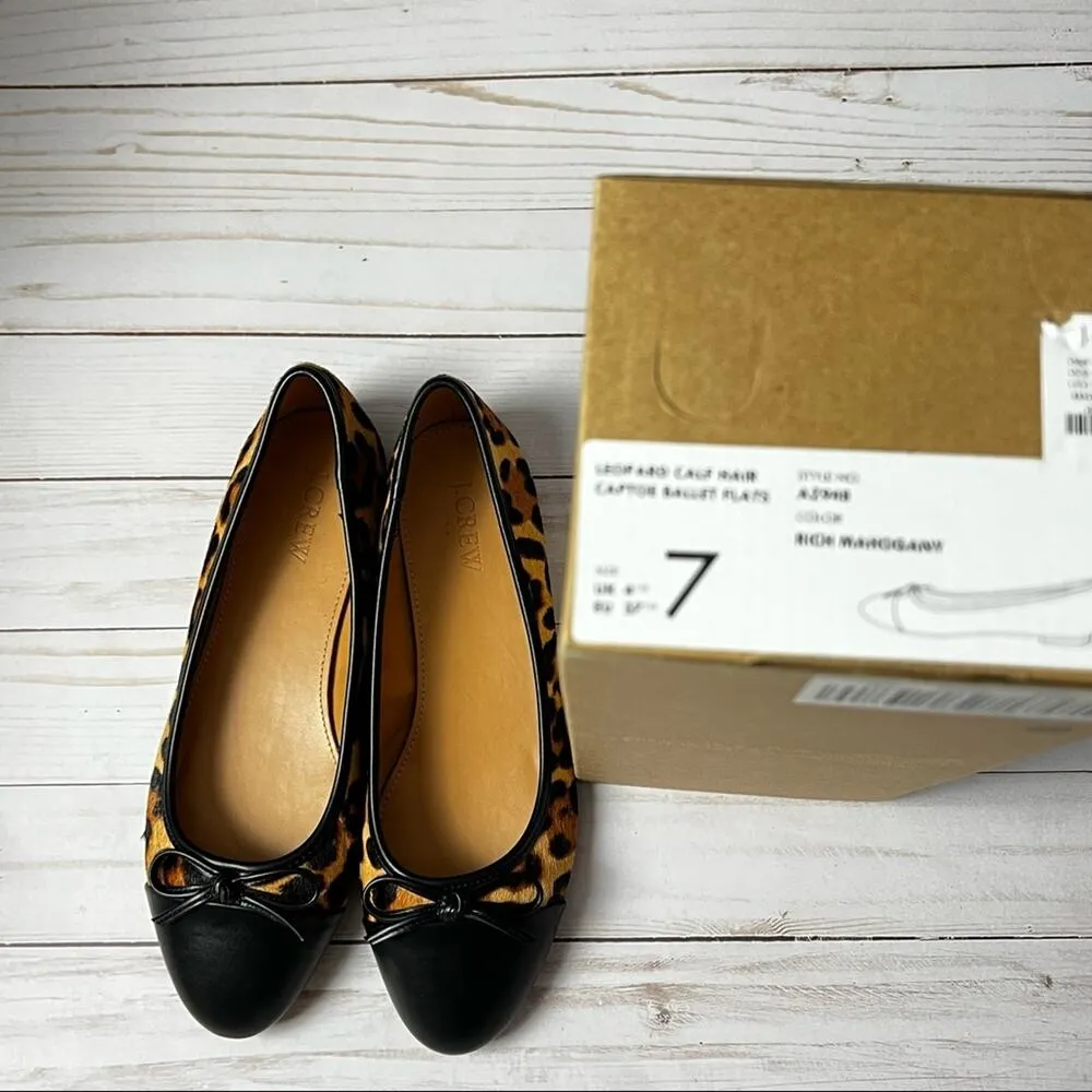 J.Crew Womens Leopard Calf Hair Captoe Ballet Flats Sz 7 - Image 6