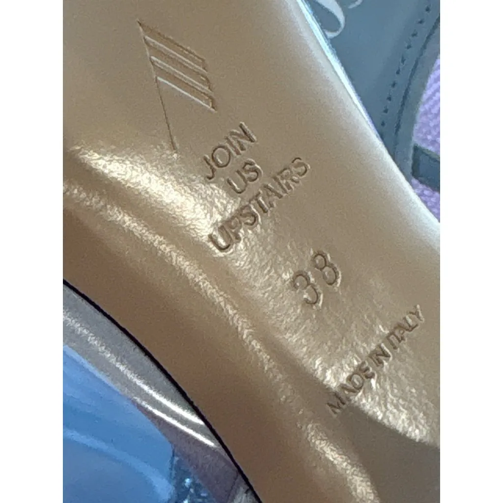 THE ATTICO Venus Chrome Pumps in Dusty Baby 38 New Womens Crystal High Heels Blue Size 7 - Image 13