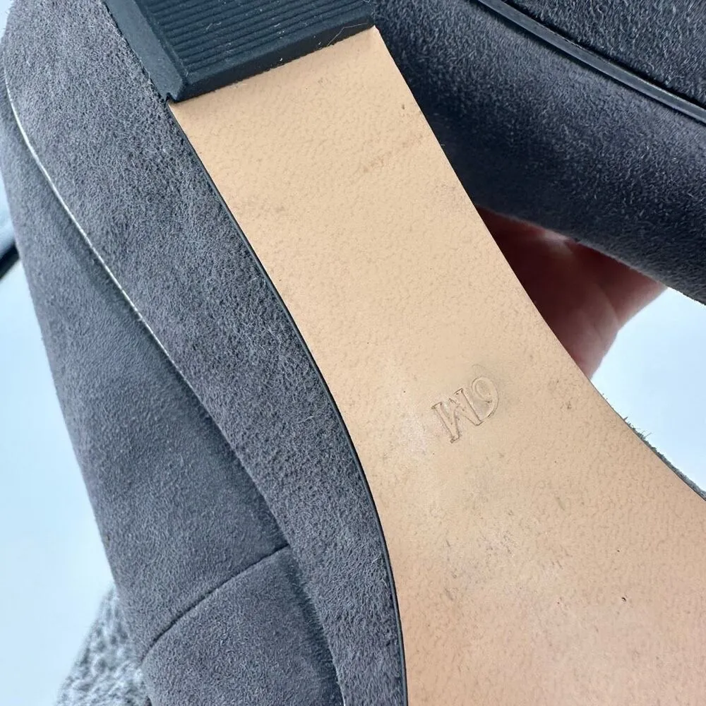 Talbots‎ Women's Laney Kendall Suede Almond Toe Buckle Wedge Heels Gray Size 6 - Image 10