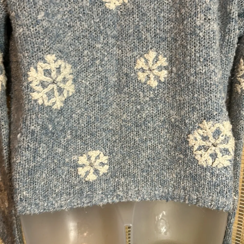 Mandal Bay Vintage 1990s Y2K Blue Winter Scene Bear Snowflakes Sweater Medium? - Image 14