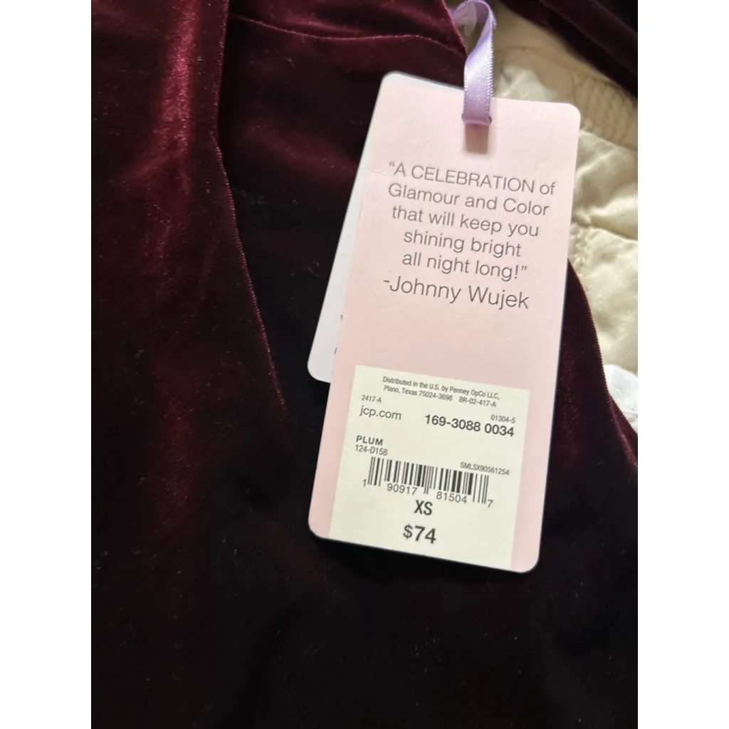 NEW Johnny Wujek Velvet Holiday Open Back Bow Mini Dress XS $74 Red - Image 3