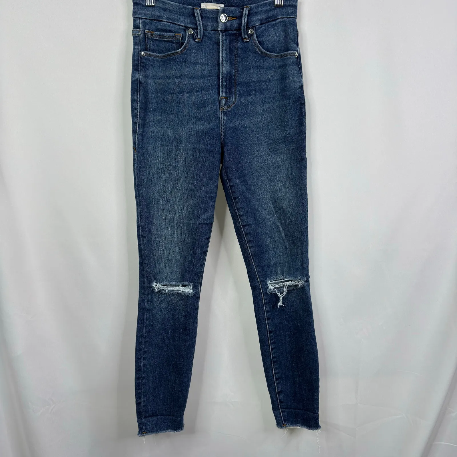 Good‎ American Good Waist Crop Stretch Distressed Jeans Size 26 - Image 5