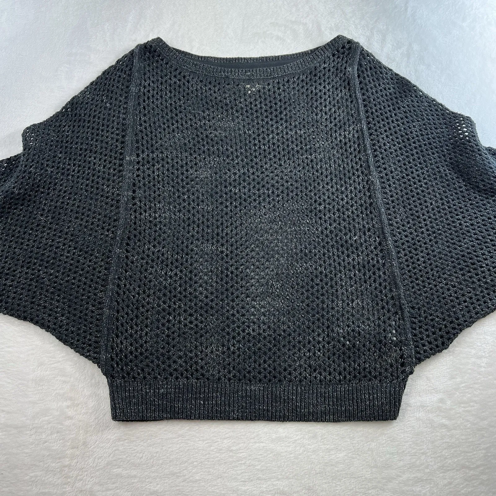 Anthropologie Pilcro Open Stitch Crew Neck Sweater Gray Slouchy Oversized Knit - Image 11