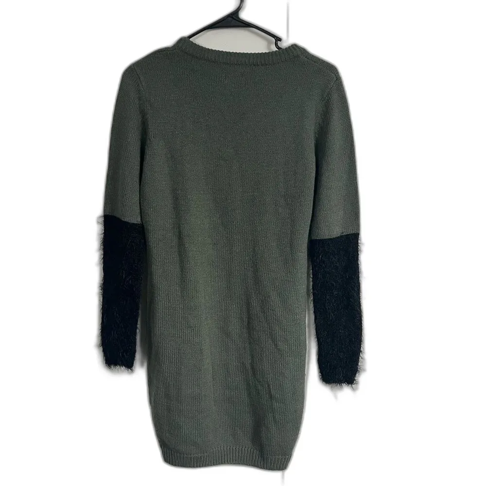 Cheap Monday Half Knit Dress Long Sleeves Green/Black Size Small - Image 2