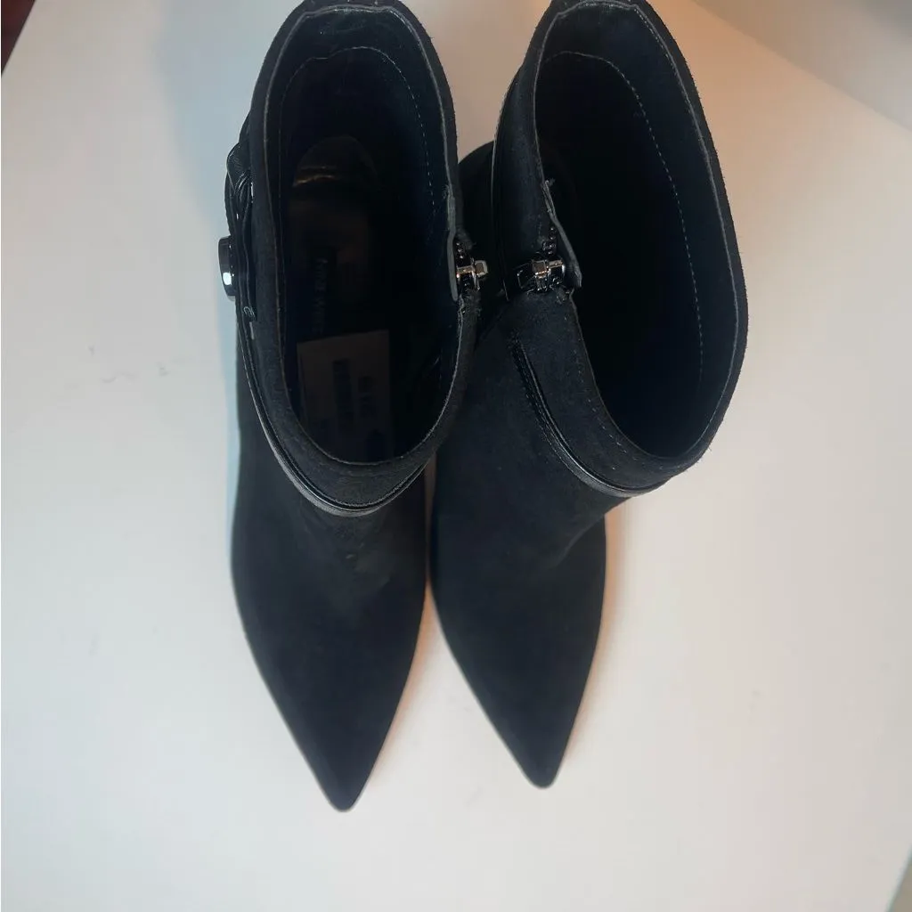 Nine West Ansell Glam Stiletto Kitten Heel Dress Ankle Boots Black Suede W 12 - Image 10