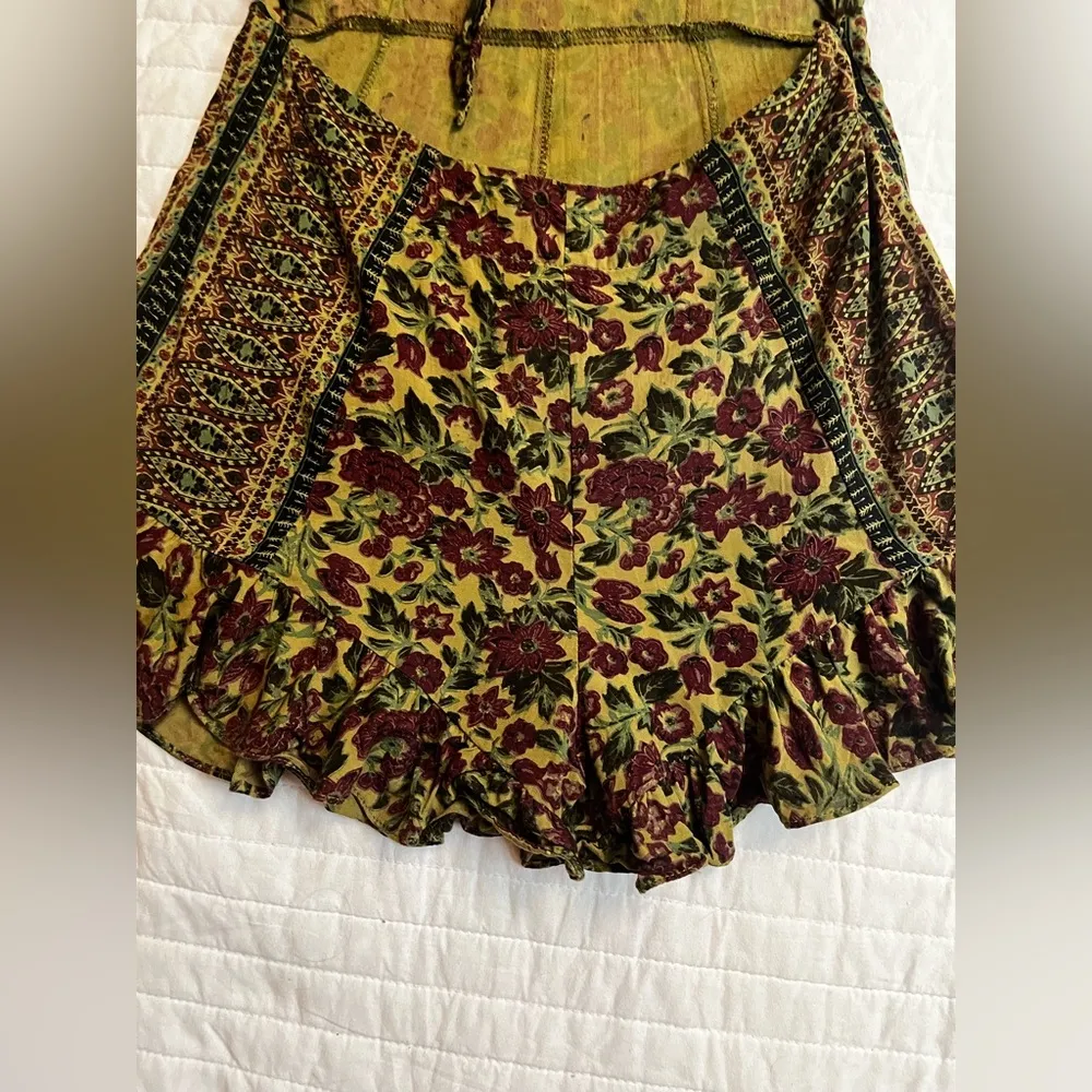 Free People Bali Surf Date Romper Green/Burgundy Floral - Image 7