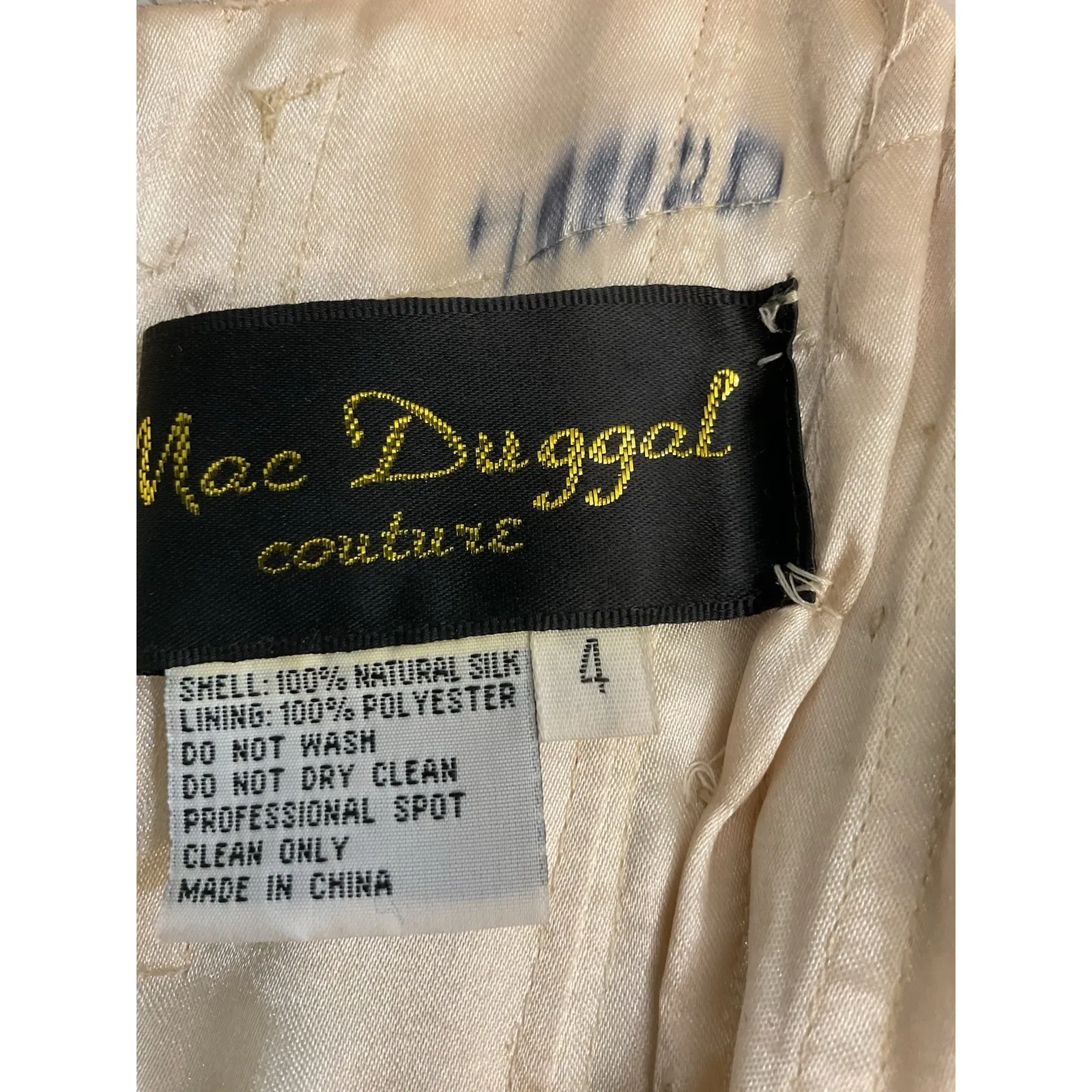 Mac Duggal Couture Beaded Strapless Gown Womens 4 Champagne Lace Mermaid Formal - Image 10