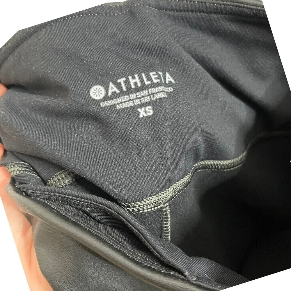 Athleta All Over Gleam Tight Vegan Leather Pants Black Size XS Cropped - Image 10
