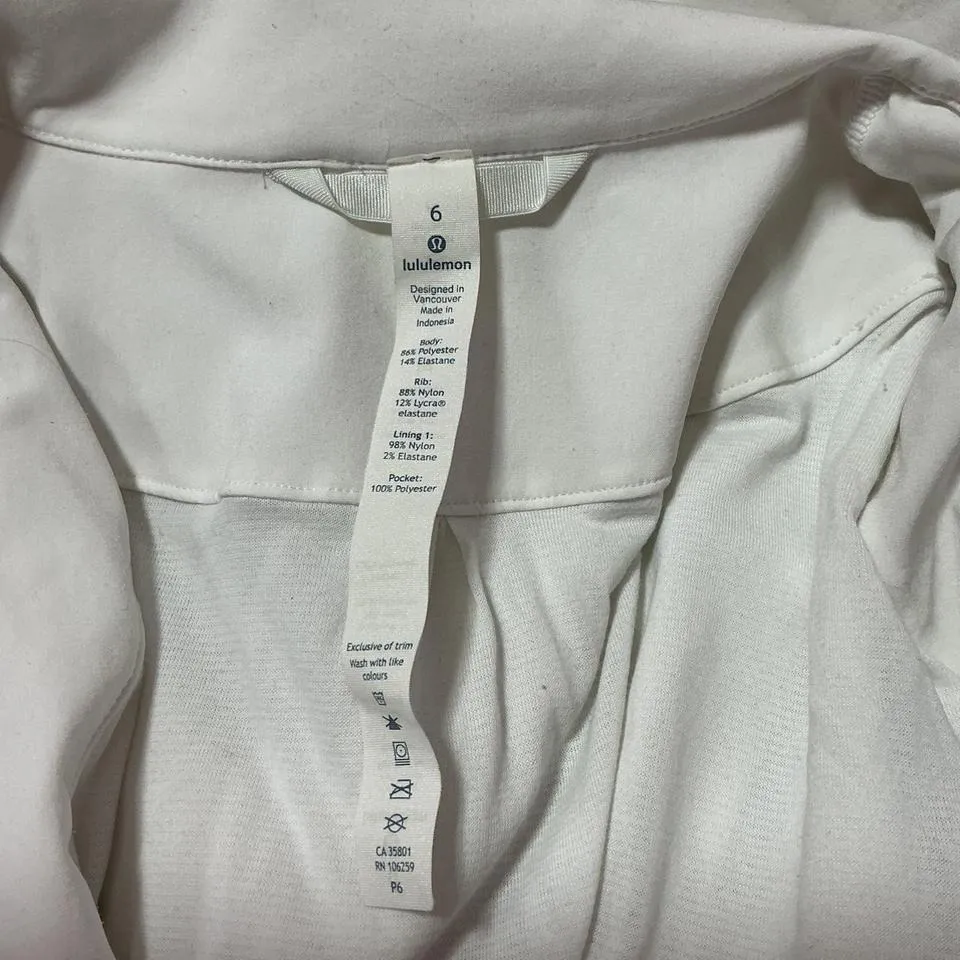 Lululemon White Full Zip Jacket Ruched Long Sleeve‎ Athleisure Activewear - Image 3