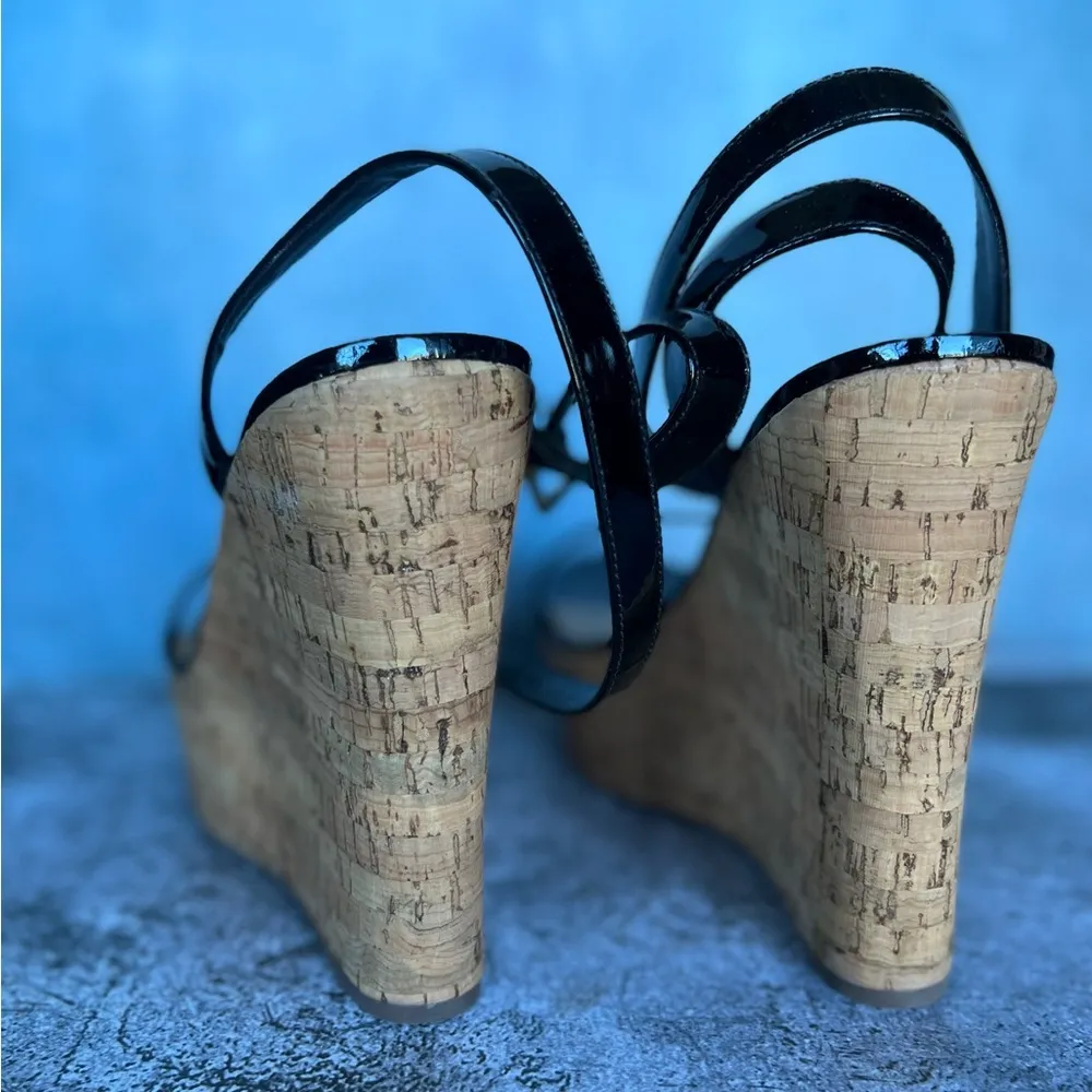 Schutz Wedges black patent leather espadrilles sandals size 11 but runs small - Image 10