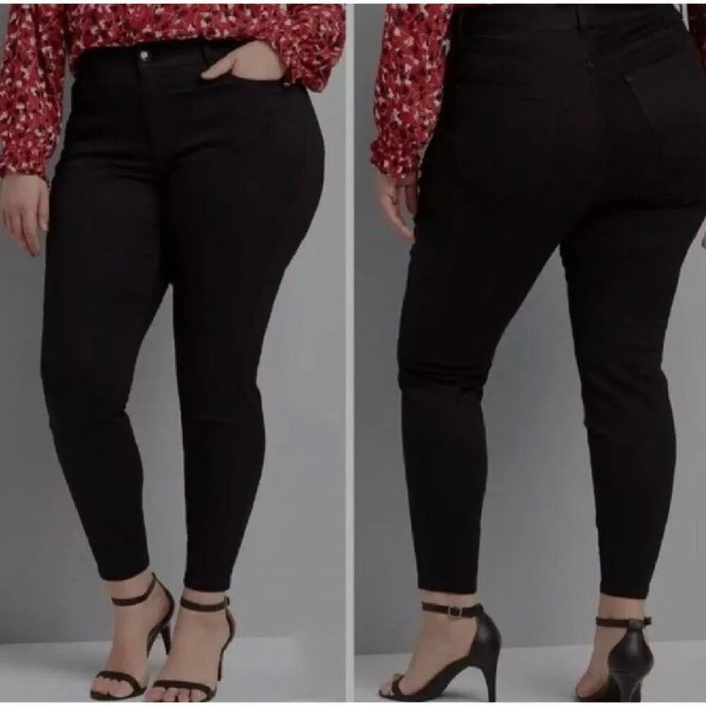 Lane Bryant Black Skinny JEANS Plus Size 22 Petite High-Rise flex Waist Magic - Image 2
