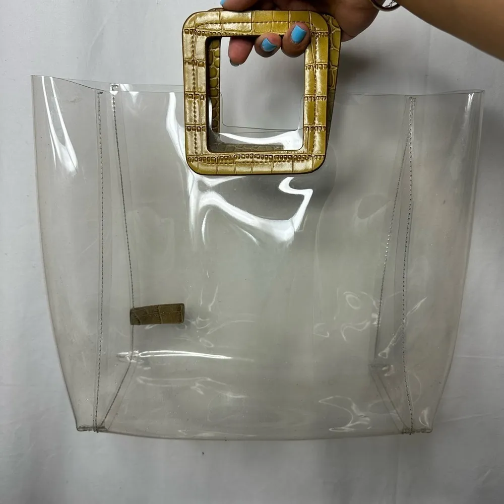 STAUD Clear Purse with Inner Clutch Faux Crocodile Print - Image 11