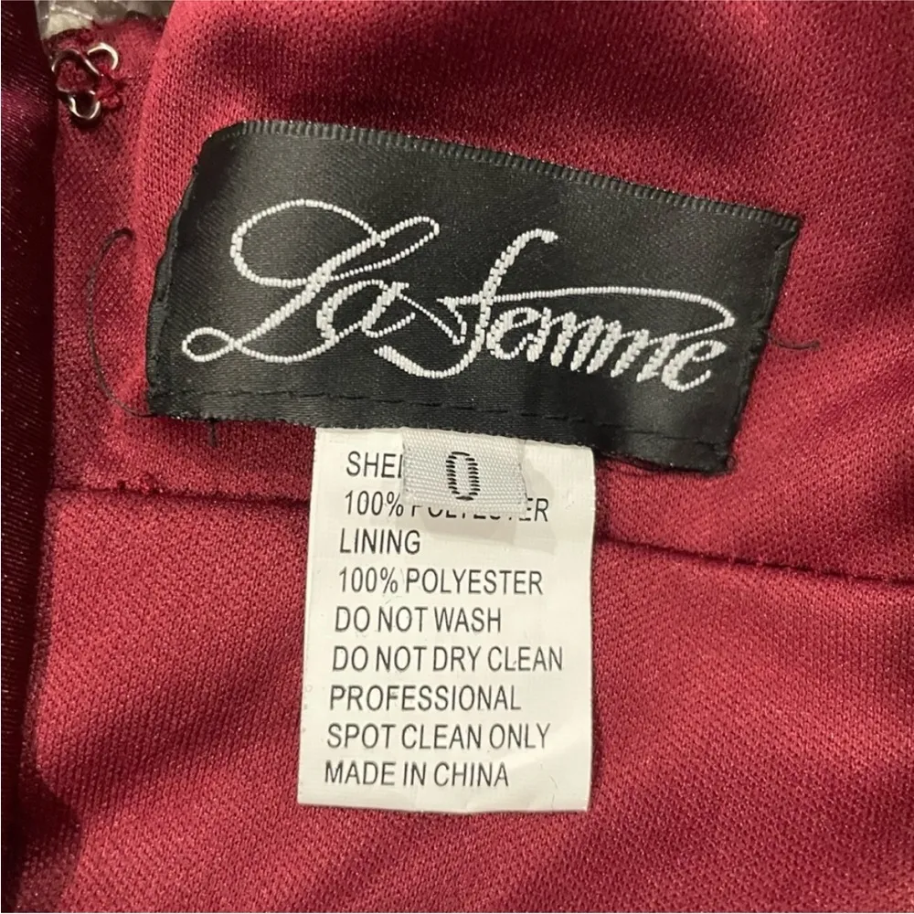 La Femme 28547 Plunge Neck Gown in Dark Berry - Image 3