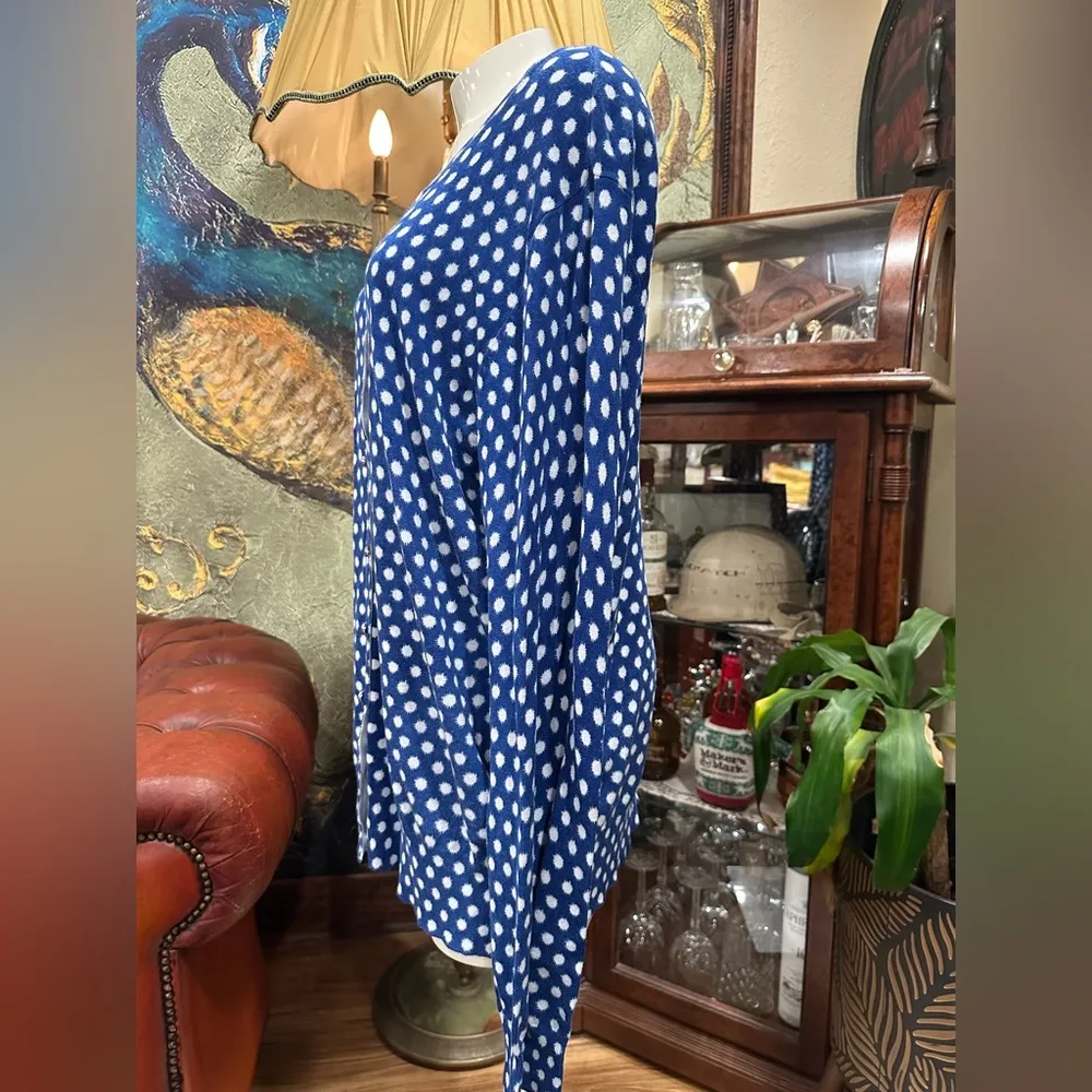 EUC Covington Blue and White Button Down CARDIGAN  Relaxed Fit - Image 5