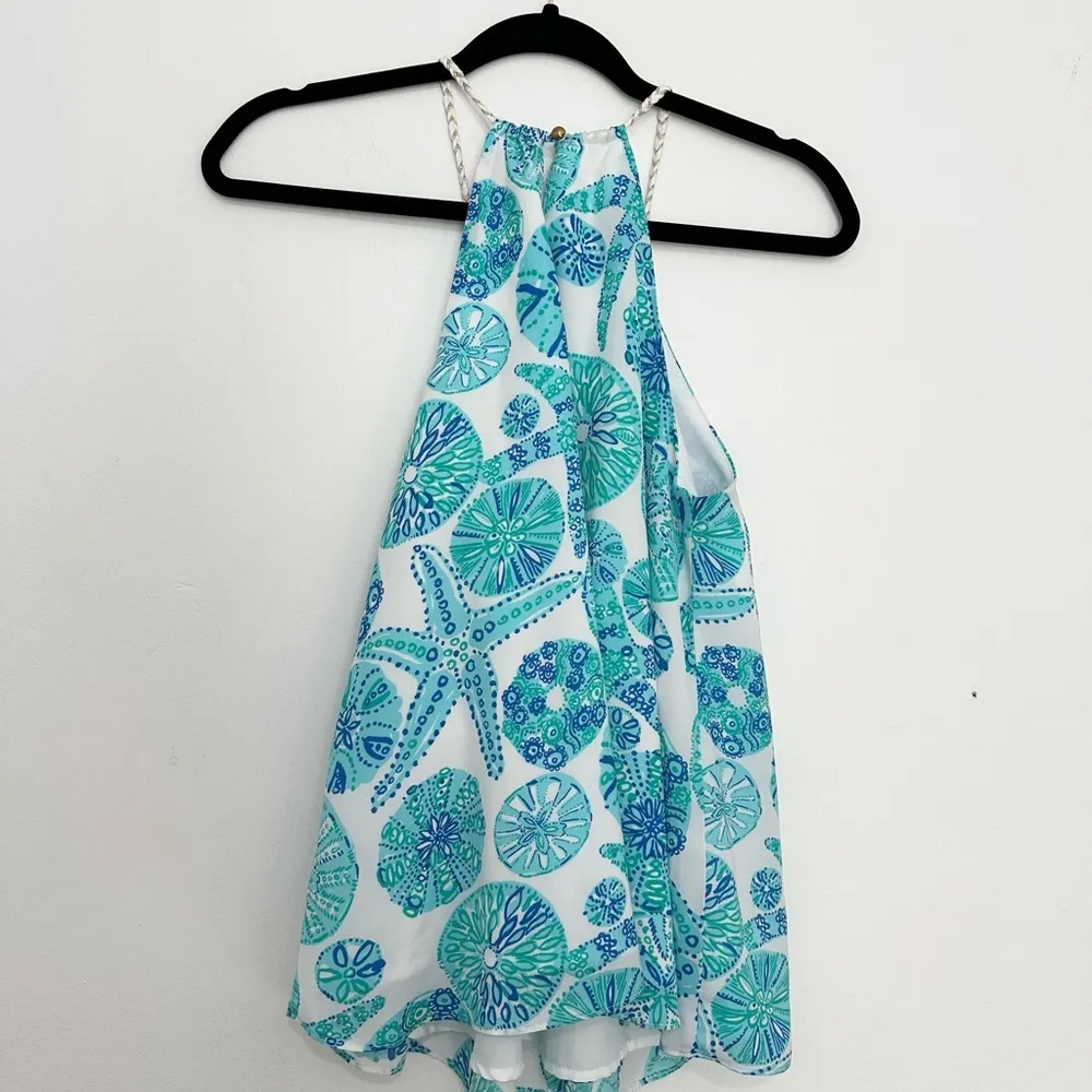 Lilly Pulitzer  For Target Sea Life Blue/Aqua/White Tank Top Blouse Size SP - Image 4