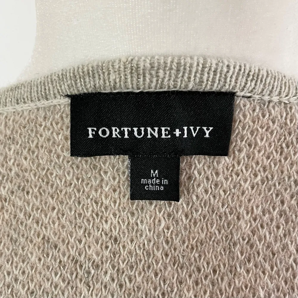 Striped Open Front Long Cardigan Grey Brown Pink Size Medium - Image 12