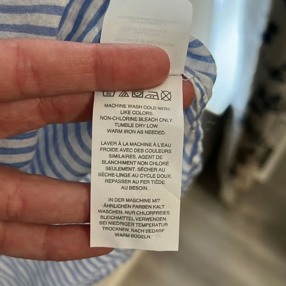 J Crew Striped Nautical Floral Embroidered 3/4
Sleeve Tunic Blouse Top Dress - Image 7