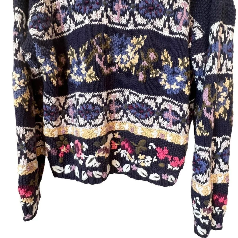 Vintage Hand Knit Jennifer Reed Grannycore Sweater Blue - Image 10