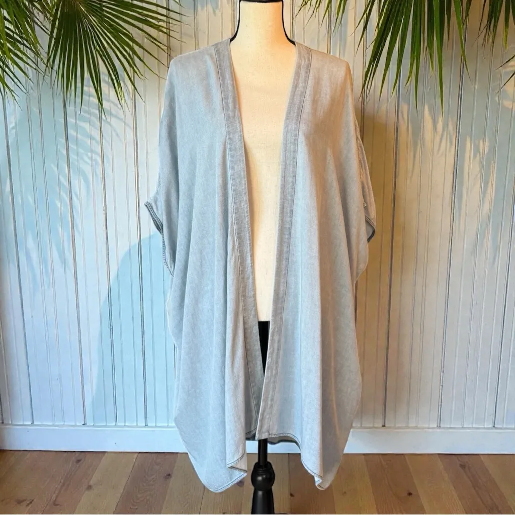 Talula Oversized Chambray Open-Front Kimono Cardigan – XXS/XS (Fits Oversized) - Image 2