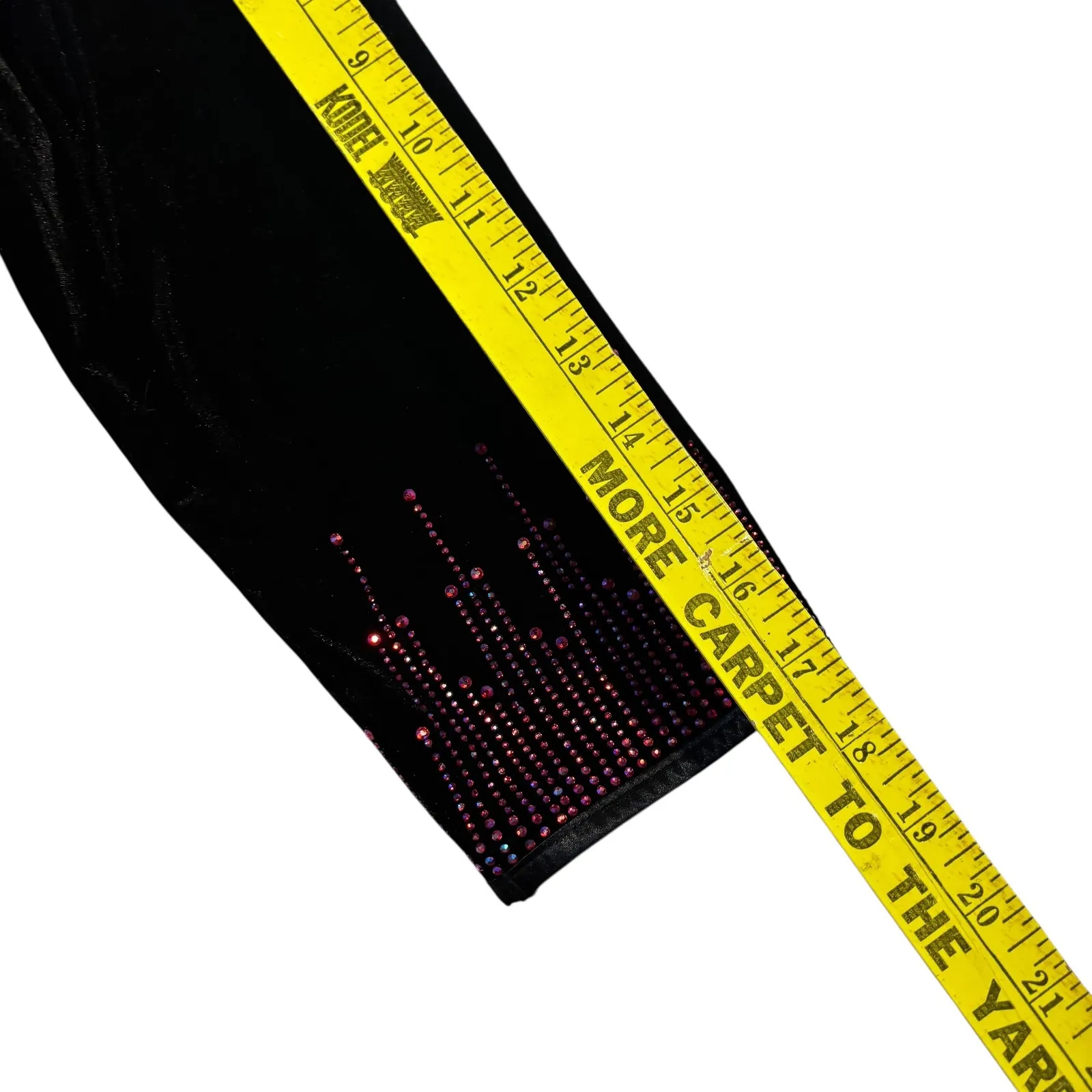 Black Velvet Maxi Dress Pink Rhinestone Beaded Elegant Formal Long Sleeve M VTG‎ Size M - Image 11