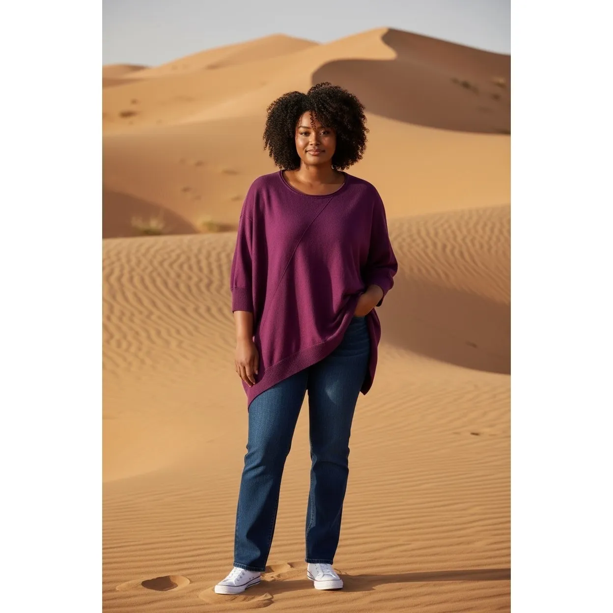 Verve‎ Ami Plus Size 2X Burgundy Asymmetric Hem Poncho 3/4 Sleeve Sweater Top # - Image 10