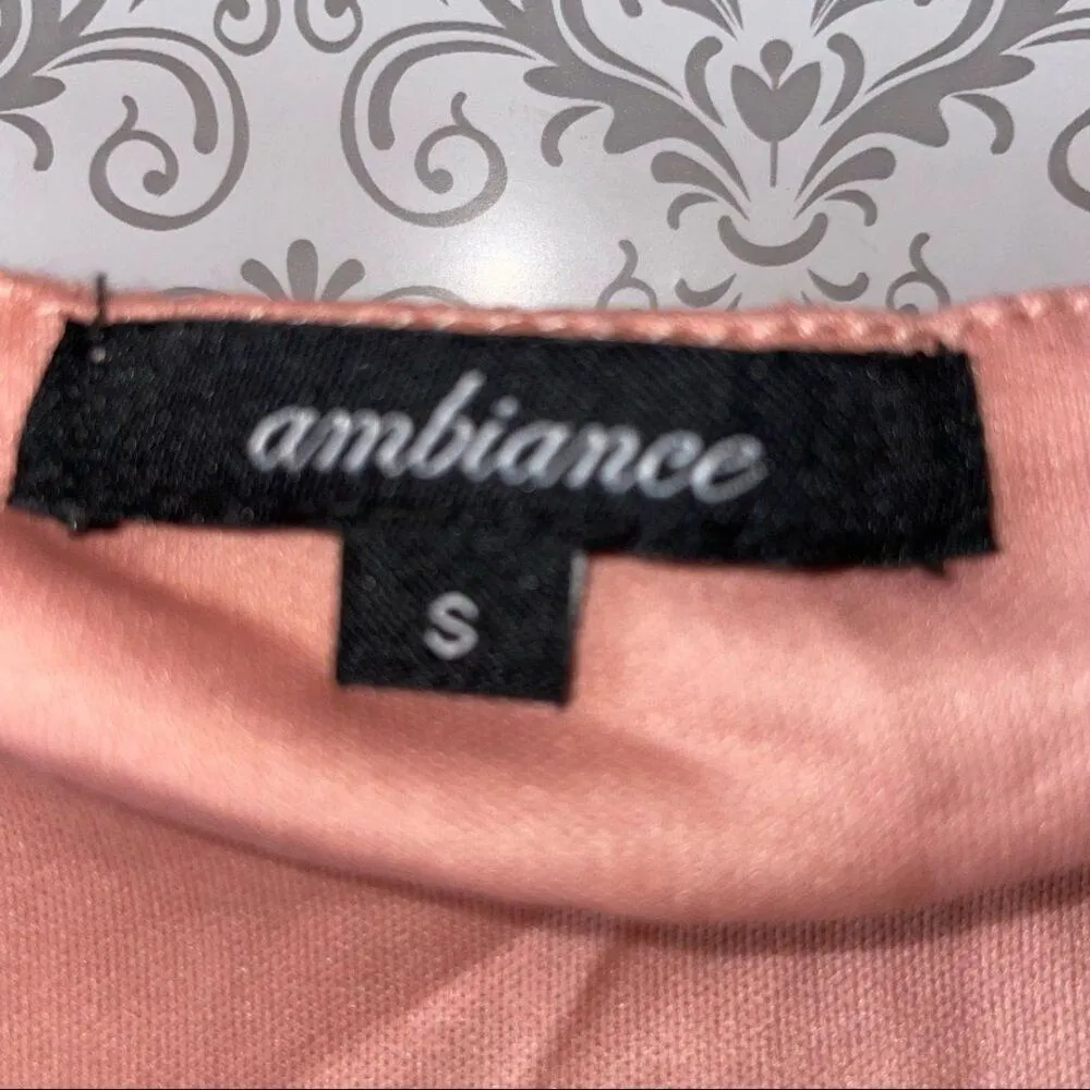 Ambiance floral lace dress women’s size small bell long sleeve dusty rose - Image 6