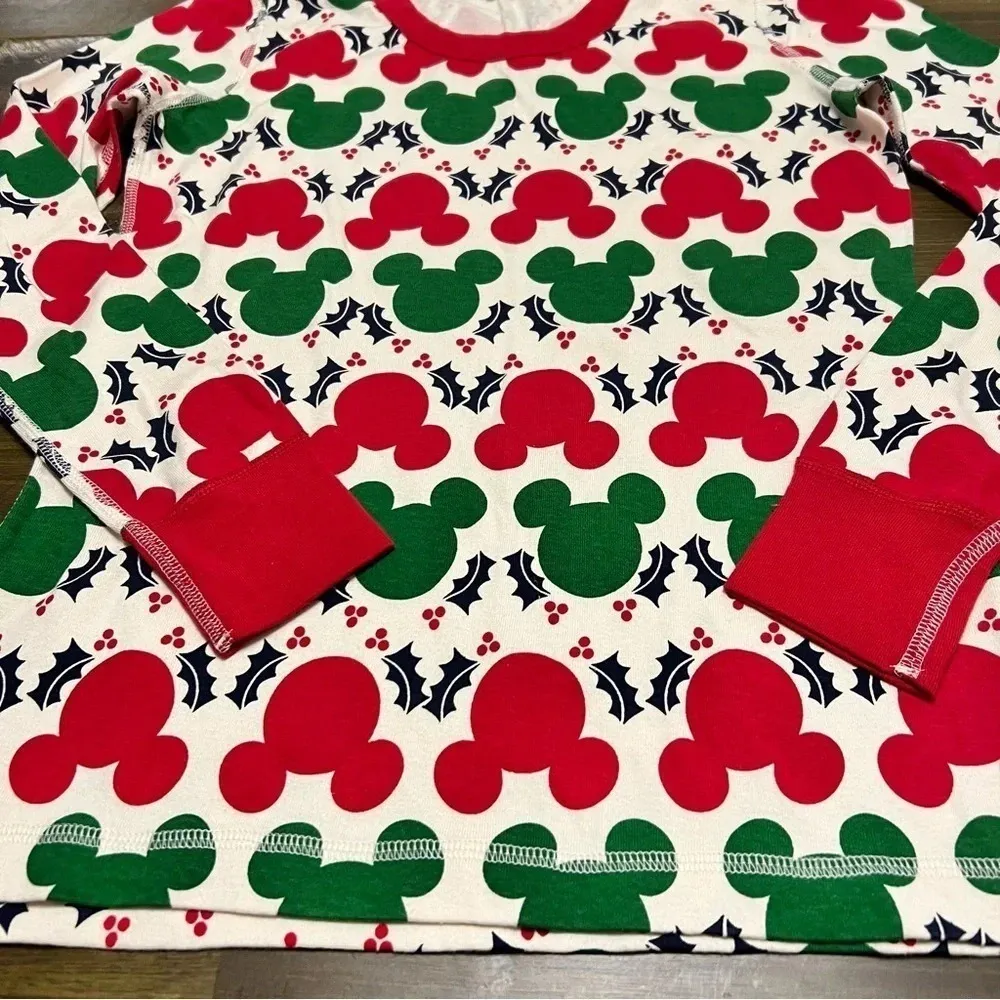 Disney Hanna Andersson Mickey Holiday Christmas Long Sleeve Top Large Red Green - Image 6