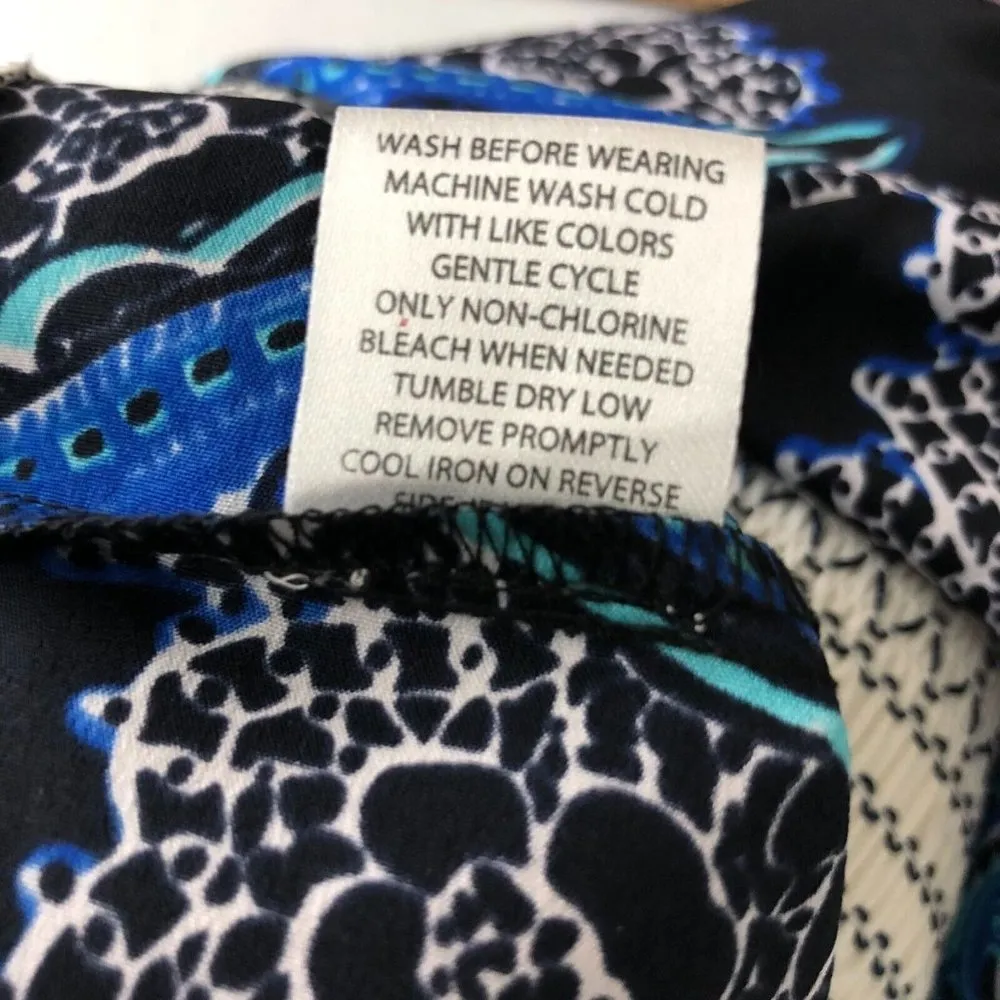 Vanilla Star Womens Lounge Pants Pull On Flare Geometric Navy Blue M - Image 5