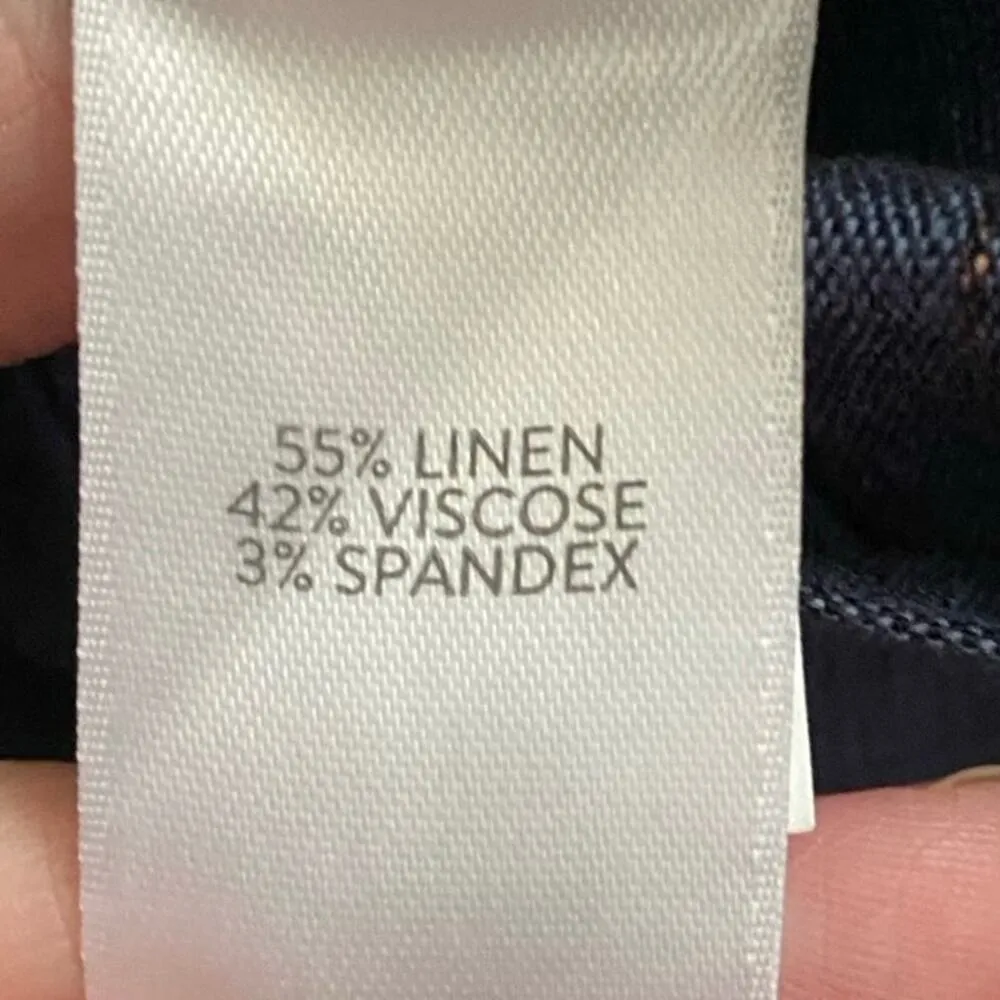 NEW J Jill Size S Linen Blend Wide Leg Ankle Pants Blue Thin Stripe Belted - Image 4