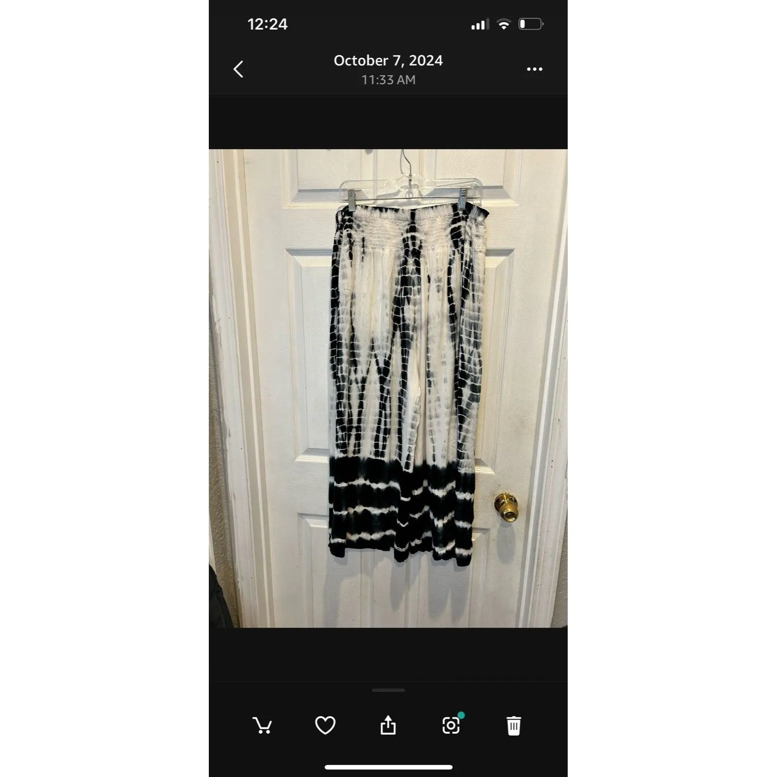 Shoreline Tulip Split Pants Flowy Tie Due Black White Womens Size Large Beachy‎ - Image 6